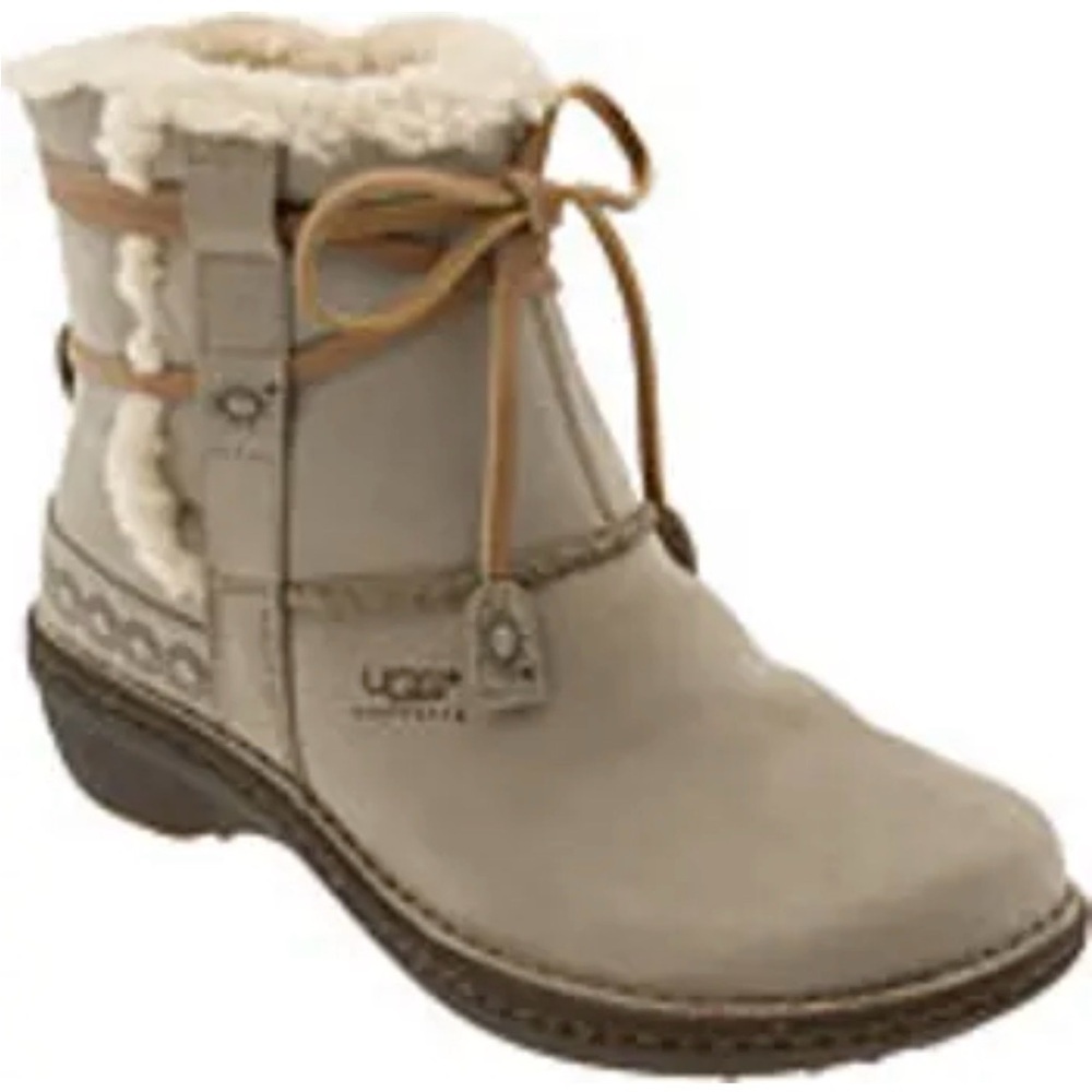UGG Women's Light Tan Shearling-Trim Ankle Boot